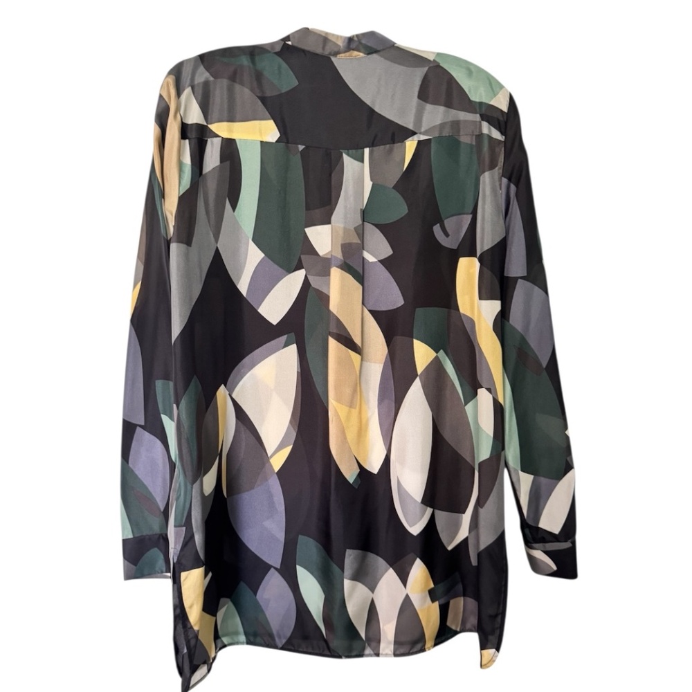 Silk, Green, Black, Yellow, Blue Blouse, Lafayette 148 New York, L - Picture 2 of 3